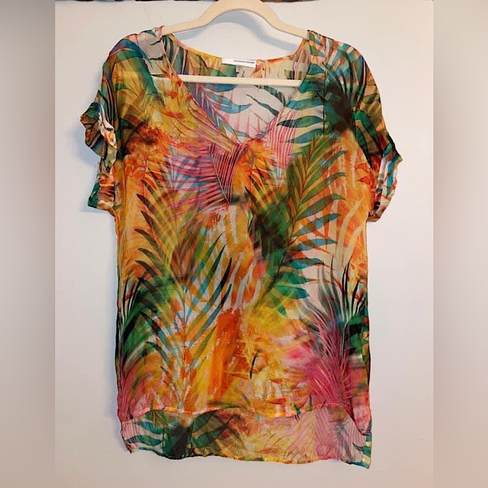 Lavender Brown Silk Tropical Top